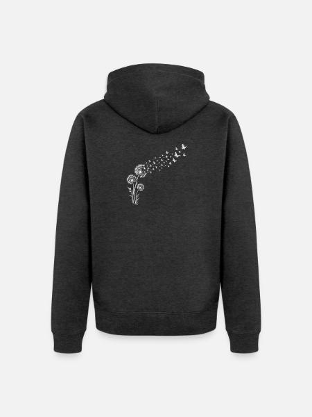 Löwenzahnflug mit Schmetterlingen - Unisex Premium Bio Zip Hoodie - Anthrazit meliert