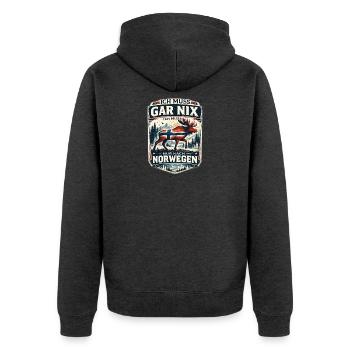 Norwegen Elch Badge Motiv - Unisex Premium Bio Zip Hoodie - Anthrazit meliert - Hinten - Nico (187cm)