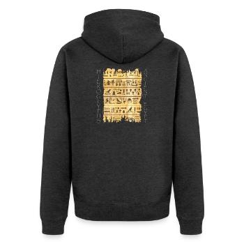Torn papyri with hieroglyphics - Unisex Premium Organic Zip Hoodie - heather anthracite - Back - Nico (187cm)