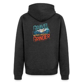 Gravel Grinder Bergfahrt - Unisex Premium Bio Zip Hoodie - Anthrazit meliert - Hinten - Nico (187cm)
