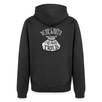 Cher Père Noël, j’ai vraiment essayé l’humour de Noël drôle - Veste à capuche bio Premium Unisexe - anthracite chiné - Dos - Nico (187cm)