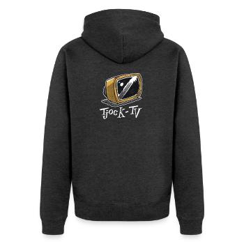 Dicker Fernseher - Unisex Premium Bio Zip Hoodie - Anthrazit meliert - Hinten - Nico (187cm)