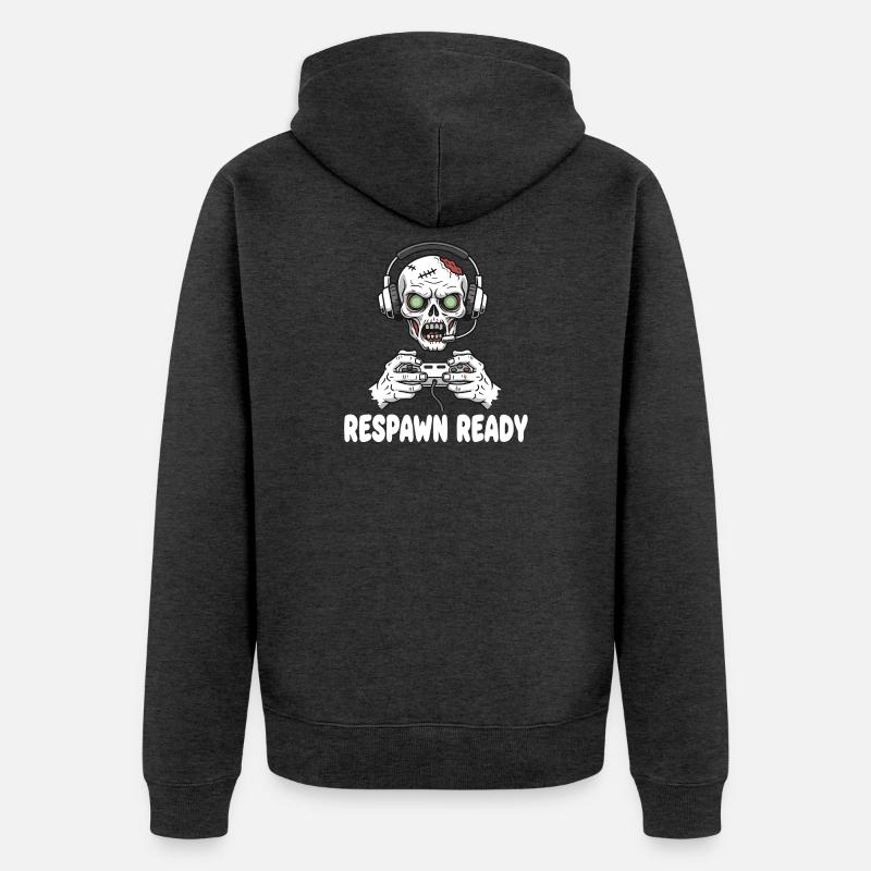 Respawn Ready Zombie Skull Gaming - Veste à capuche bio Premium Unisexe - anthracite chiné
