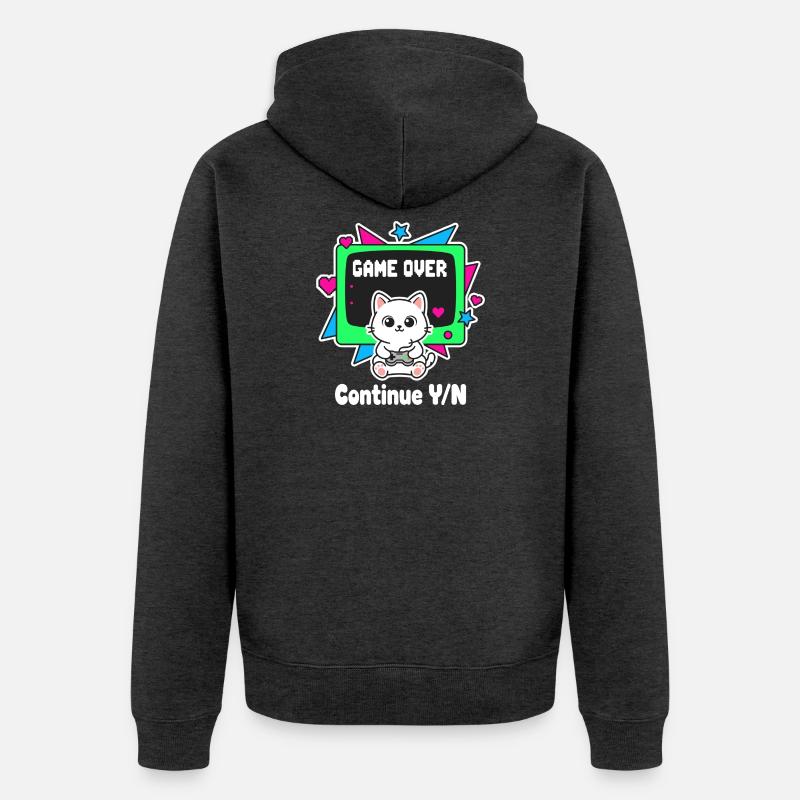 Retro Cats Controller Game Over - Veste à capuche bio Premium Unisexe - anthracite chiné