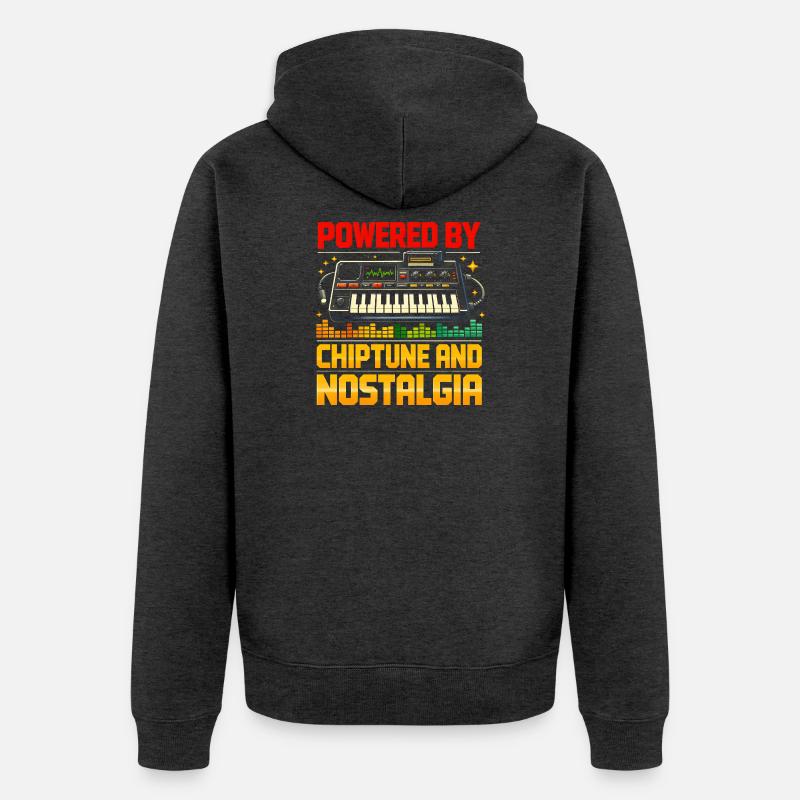 Propulsé par Chiptune | Nostalgie rétro - Veste à capuche bio Premium Unisexe - anthracite chiné