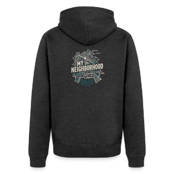 Glückstadt Heimat - Unisex Premium Bio Zip Hoodie - Anthrazit meliert - Hinten - Nico (187cm)