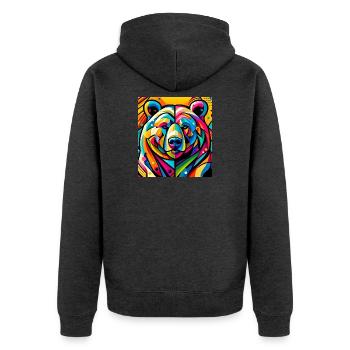 Bear - Unisex Premium Organic Zip Hoodie - heather anthracite - Back - Nico (187cm)
