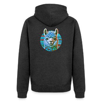 Alpaka - Unisex Premium Bio Zip Hoodie - Anthrazit meliert - Hinten - Nico (187cm)