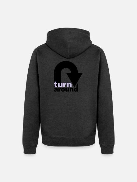 turn around - Unisex Premium Bio Zip Hoodie - Anthrazit meliert