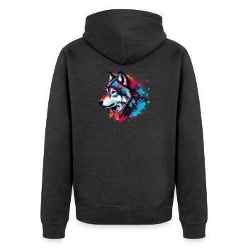 Wolf - Unisex Premium Organic Zip Hoodie - heather anthracite - Back - Nico (187cm)
