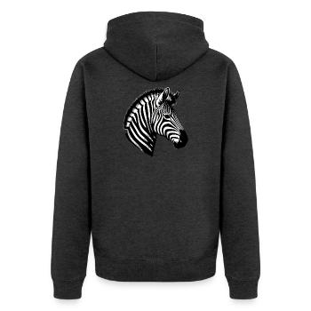 Zebra - Unisex Premium Bio Zip Hoodie - Anthrazit meliert - Hinten - Nico (187cm)
