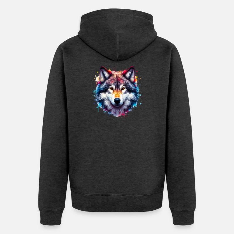 Loup - Veste à capuche bio Premium Unisexe - anthracite chiné