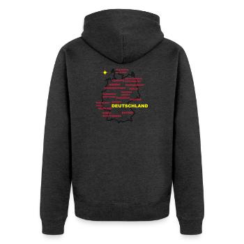 deutschland land karte - Unisex Premium Bio Zip Hoodie - Anthrazit meliert - Hinten - Nico (187cm)