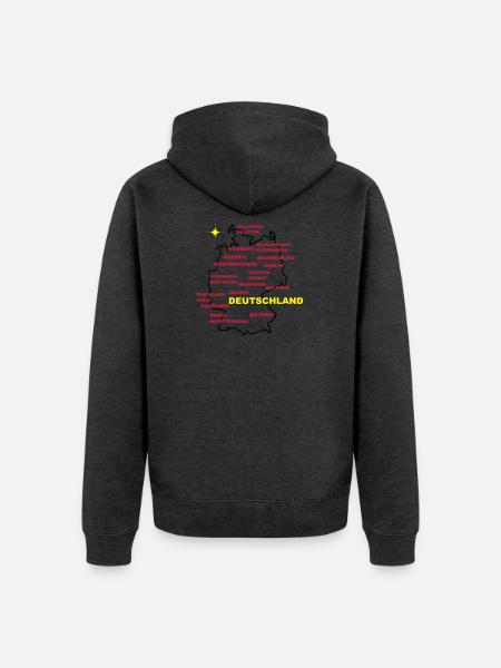 deutschland land karte - Unisex Premium Bio Zip Hoodie - Anthrazit meliert