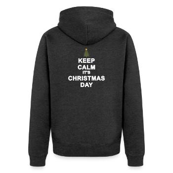 Minimalistisches Weihnachten Ruhiger Weihnachtstag - Unisex Premium Bio Zip Hoodie - Anthrazit meliert - Hinten - Nico (187cm)