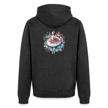Balletttänzerin mit Tutu - Unisex Premium Bio Zip Hoodie - Anthrazit meliert - Hinten - Nico (187cm)
