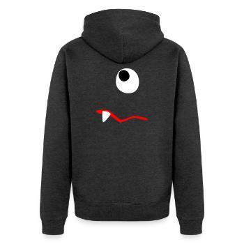 Monster Halloween traurig Comic Zombie Zahn Zyklop - Unisex Premium Bio Zip Hoodie - Anthrazit meliert - Hinten - Nico (187cm)