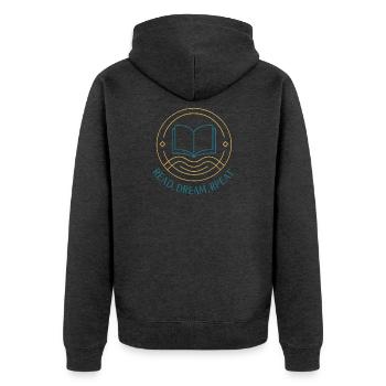 Read. Dream. Try again. - Unisex Premium Organic Zip Hoodie - heather anthracite - Back - Nico (187cm)