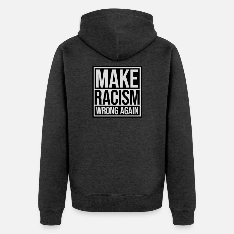 make racism wrong again - Unisex Premium Bio Zip Hoodie - Anthrazit meliert