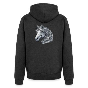 Horse - Unisex Premium Organic Zip Hoodie - heather anthracite - Back - Nico (187cm)