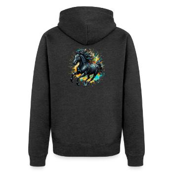 Horse - Unisex Premium Organic Zip Hoodie - heather anthracite - Back - Nico (187cm)