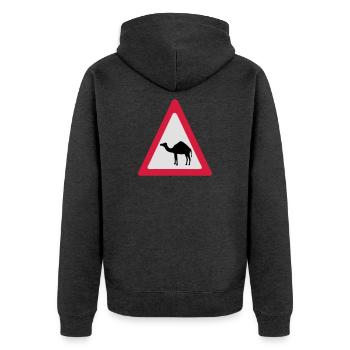 Caution Camel Traffic Sign - Unisex Premium Organic Zip Hoodie - heather anthracite - Back - Nico (187cm)