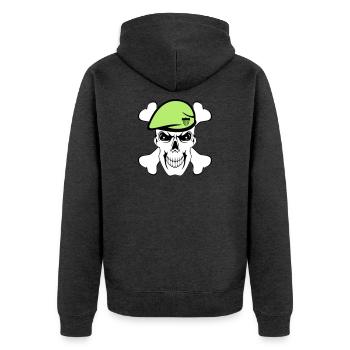 Party Shirt ,Feiern , Karneval, Söldner (25) - Unisex Premium Bio Zip Hoodie - Anthrazit meliert - Hinten - Nico (187cm)
