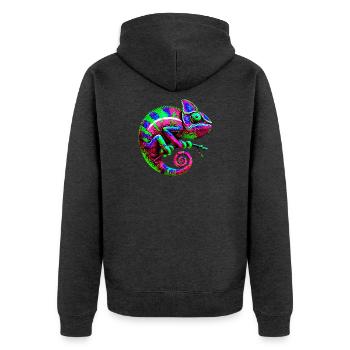Caméléon - Veste à capuche bio Premium Unisexe - anthracite chiné - Dos - Nico (187cm)