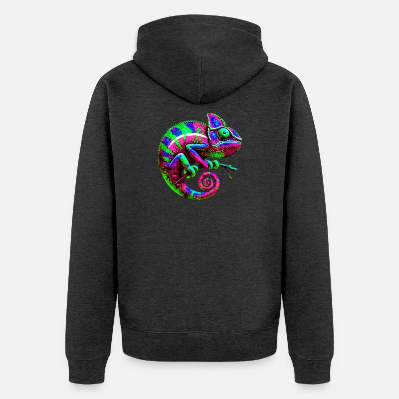 Chamäleon - Unisex Premium Bio Zip Hoodie - Anthrazit meliert