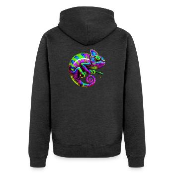 Chameleon - Unisex Premium Organic Zip Hoodie - heather anthracite - Back - Nico (187cm)