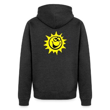 sonne 2c comic style - Unisex Premium Bio Zip Hoodie - Anthrazit meliert - Hinten - Nico (187cm)