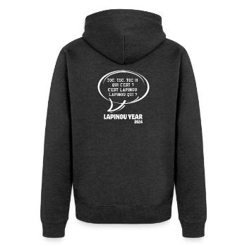 Frohes neues Jahr, 2024 - Unisex Premium Bio Zip Hoodie - Anthrazit meliert - Hinten - Nico (187cm)