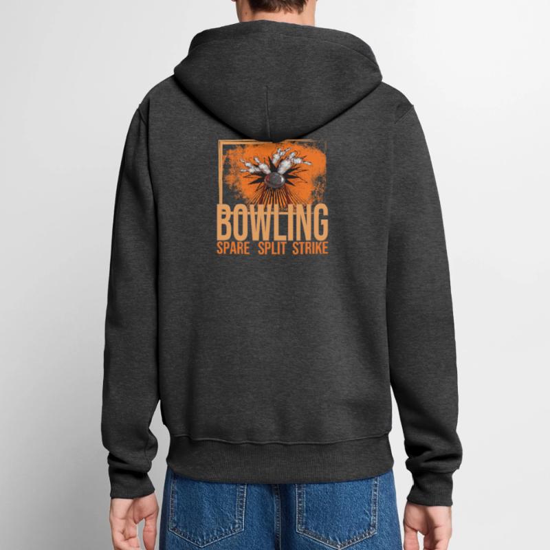 Bowling - Spare - Split - Strike Unisex Premium Bio Zip Hoodie