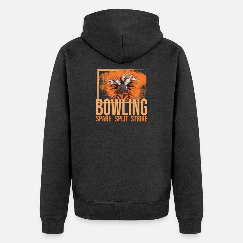 Bowling - Spare - Split - Strike - Unisex Premium Bio Zip Hoodie - Anthrazit meliert