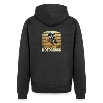 Live it Love it Ride it - Motocross - Unisex Premium Bio Zip Hoodie - Anthrazit meliert - Hinten - Nico (187cm)