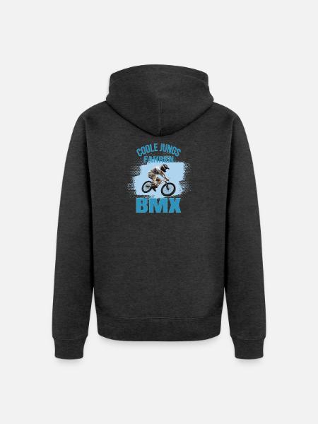 Coole Jungs fahren BMX - Unisex Premium Bio Zip Hoodie - Anthrazit meliert