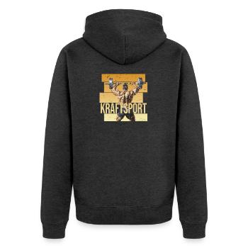 Kraftsport - Unisex Premium Bio Zip Hoodie - Anthrazit meliert - Hinten - Nico (187cm)