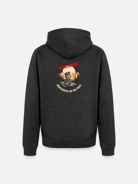 Abenteuerlust auf den Trails - Unisex Premium Bio Zip Hoodie - Anthrazit meliert