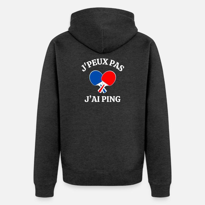 ping-pong, fan de ping-pong, ping - Veste à capuche bio Premium Unisexe - anthracite chiné