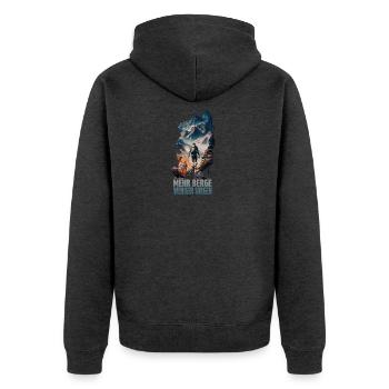 Mehr Berge - Weniger Sorgen - Unisex Premium Bio Zip Hoodie - Anthrazit meliert - Hinten - Nico (187cm)