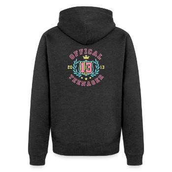 13th Birthday - Official Teen Gift - Unisex Premium Organic Zip Hoodie - heather anthracite - Back - Nico (187cm)