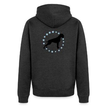 Boxer Sternenkreis 2 farb - Unisex Premium Bio Zip Hoodie - Anthrazit meliert - Hinten - Nico (187cm)