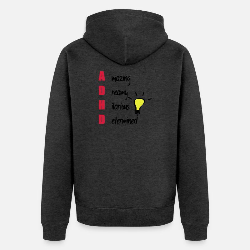ADHD / ADHS Support Geschenk - Unisex Premium Bio Zip Hoodie - Anthrazit meliert
