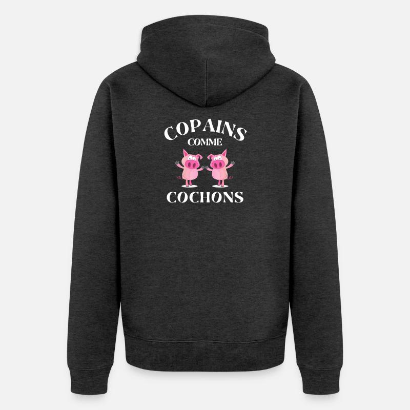 copains comme cochons, meilleurs amis - Veste à capuche bio Premium Unisexe - anthracite chiné