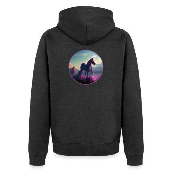 Unicorn - Unisex Premium Organic Zip Hoodie - heather anthracite - Back - Nico (187cm)