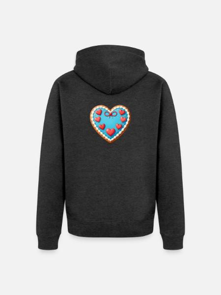 Lebkuchenherz Herz aus Lebkuchen Geschenk  - Unisex Premium Bio Zip Hoodie - Anthrazit meliert