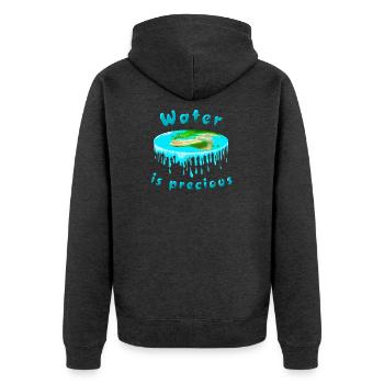 L'eau est précieuse - Veste à capuche bio Premium Unisexe - anthracite chiné - Dos - Nico (187cm)