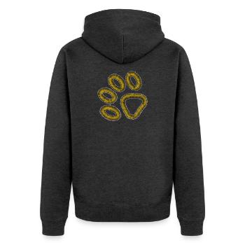 goldene Tiger Pfote - Unisex Premium Bio Zip Hoodie - Anthrazit meliert - Hinten - Nico (187cm)