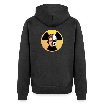Logo Radioaktives Gesicht Skelett Humor Radiologie - Unisex Premium Bio Zip Hoodie - Anthrazit meliert - Hinten - Nico (187cm)