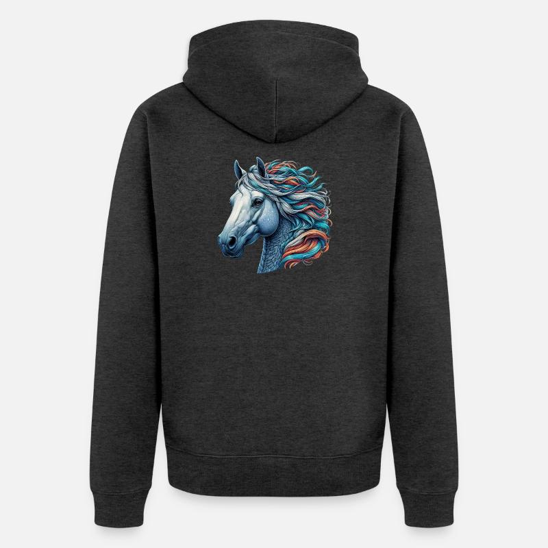 Cheval - Veste à capuche bio Premium Unisexe - anthracite chiné